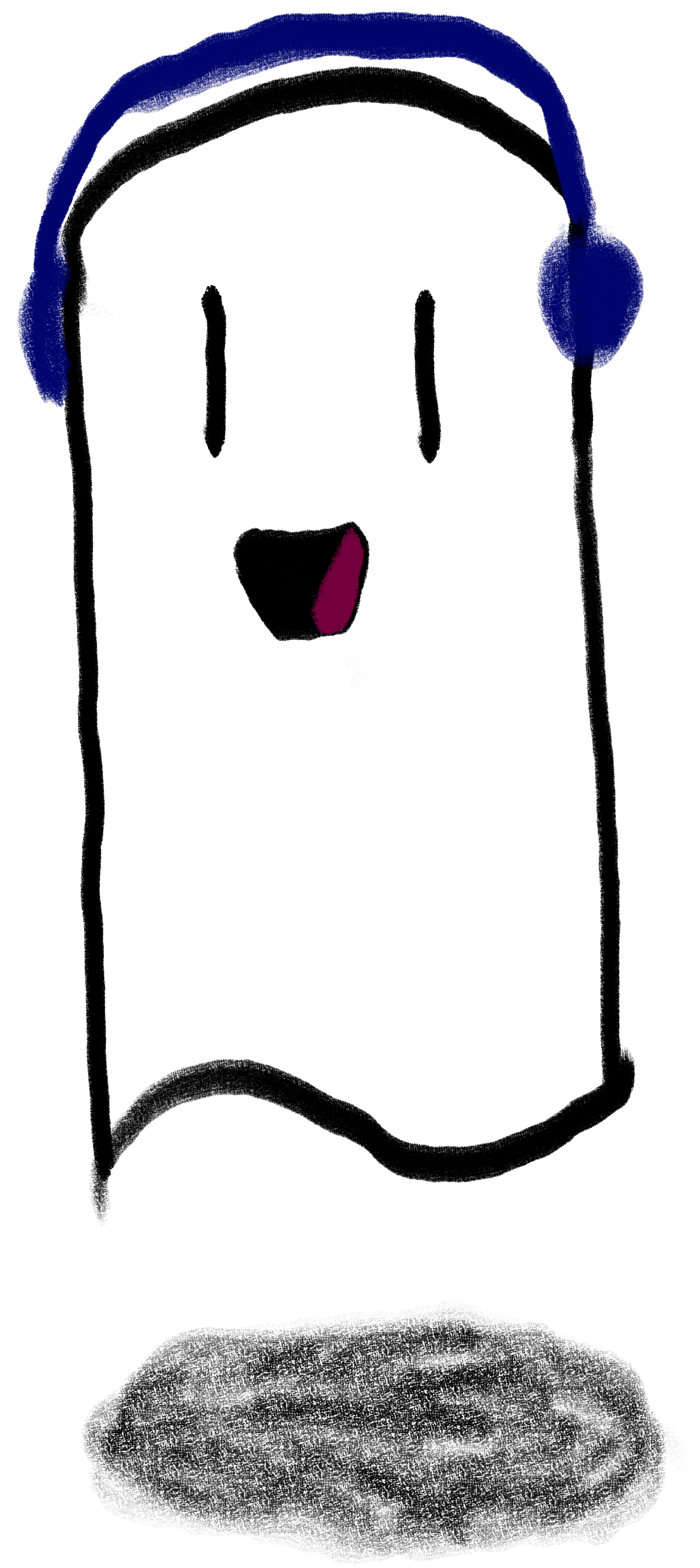A Digital Drawing Of A Ghost Wearing Headphones