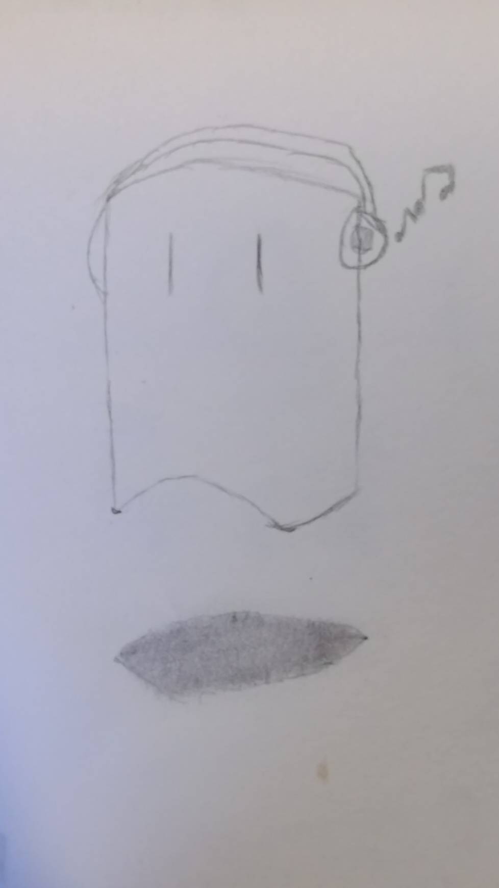 A Pencil Drawing Of A Ghost Wearing Headphones