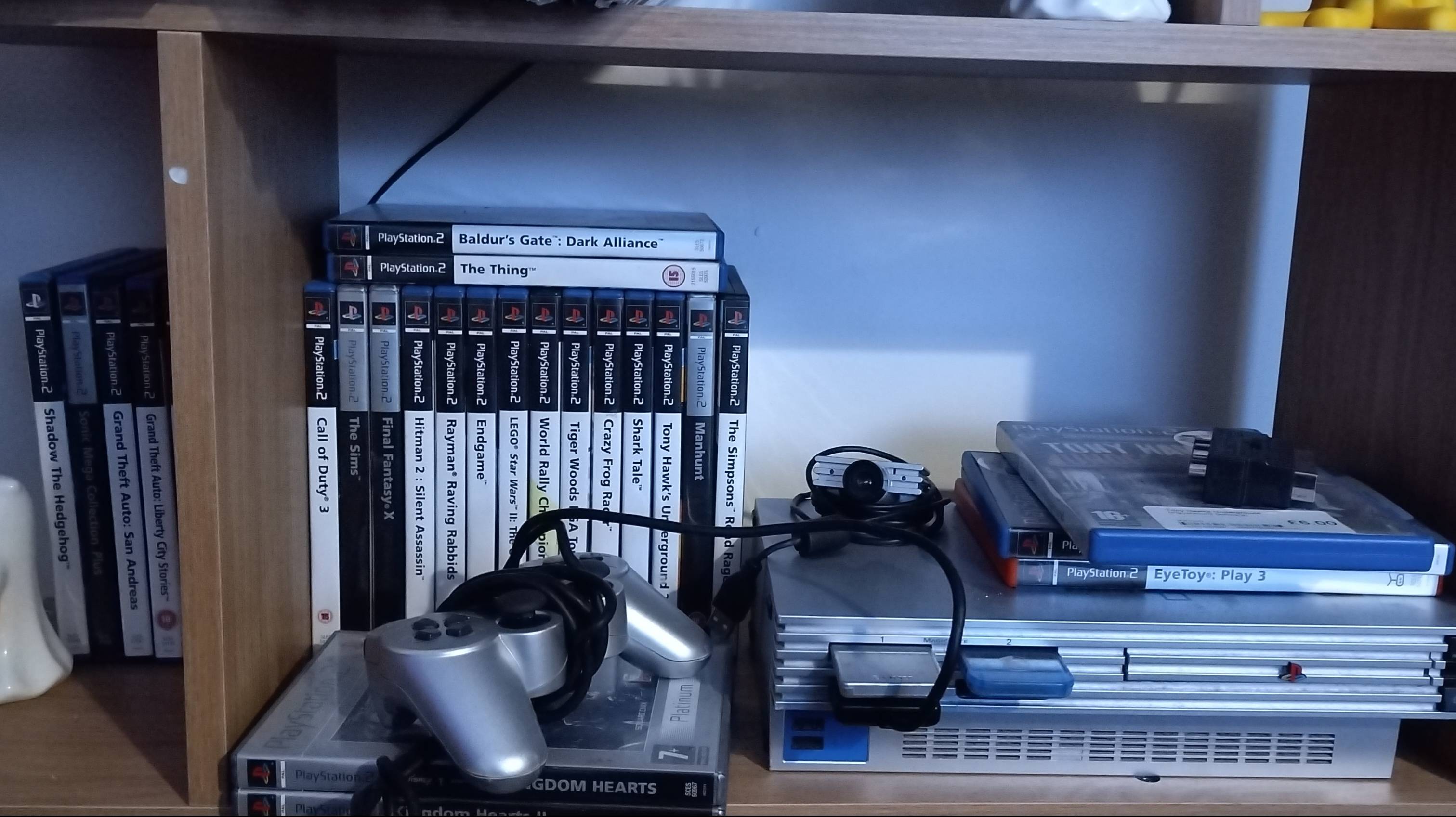 A Playstation Two With Controlers And Games Including Shadow The Hedgehog GTA Vice City And Hitman Two